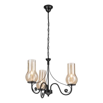 Brilagi - LED Pendel med kædeophæng COTTAGE 3xE14/40W/230V sort/brun