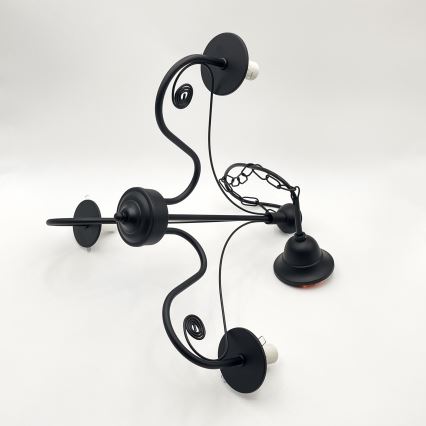 Brilagi - LED Pendel med kædeophæng COTTAGE 3xE14/40W/230V sort/brun