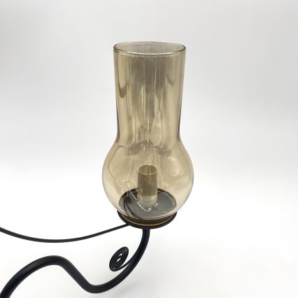 Brilagi - LED Pendel med kædeophæng COTTAGE 3xE14/40W/230V sort/brun