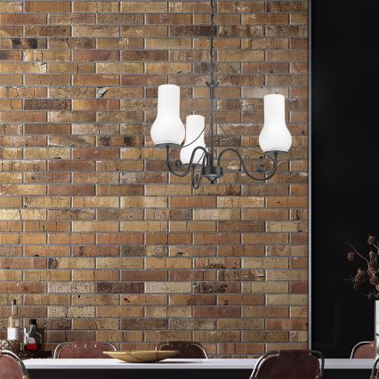 Brilagi - LED Pendel med kædeophæng COTTAGE 3xE14/40W/230V sort/hvid