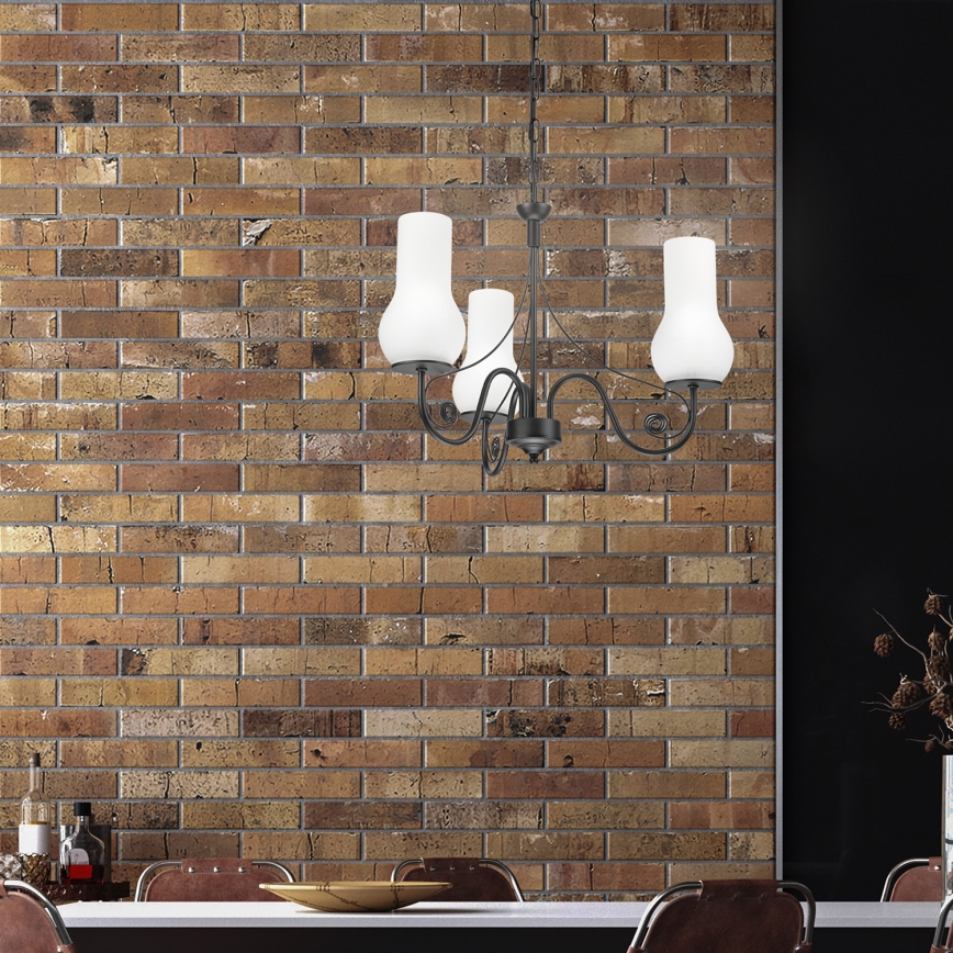 Brilagi - LED Pendel med kædeophæng COTTAGE 3xE14/40W/230V sort/hvid