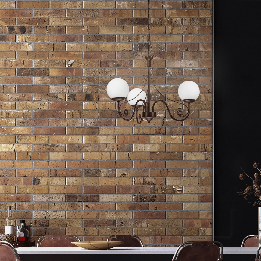 Brilagi - LED Pendel med kædeophæng COTTAGE 3xG9/40W/230V brun/hvid