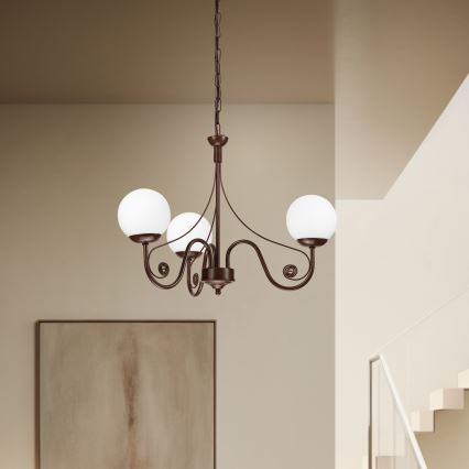 Brilagi - LED Pendel med kædeophæng COTTAGE 3xG9/40W/230V brun/hvid
