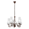 Brilagi - LED Pendel med kædeophæng COTTAGE 5xE14/40W/230V brun/hvid