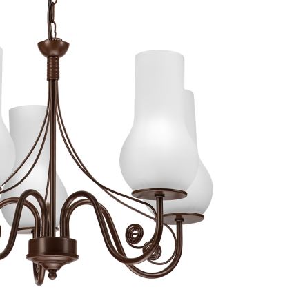 Brilagi - LED Pendel med kædeophæng COTTAGE 5xE14/40W/230V brun/hvid