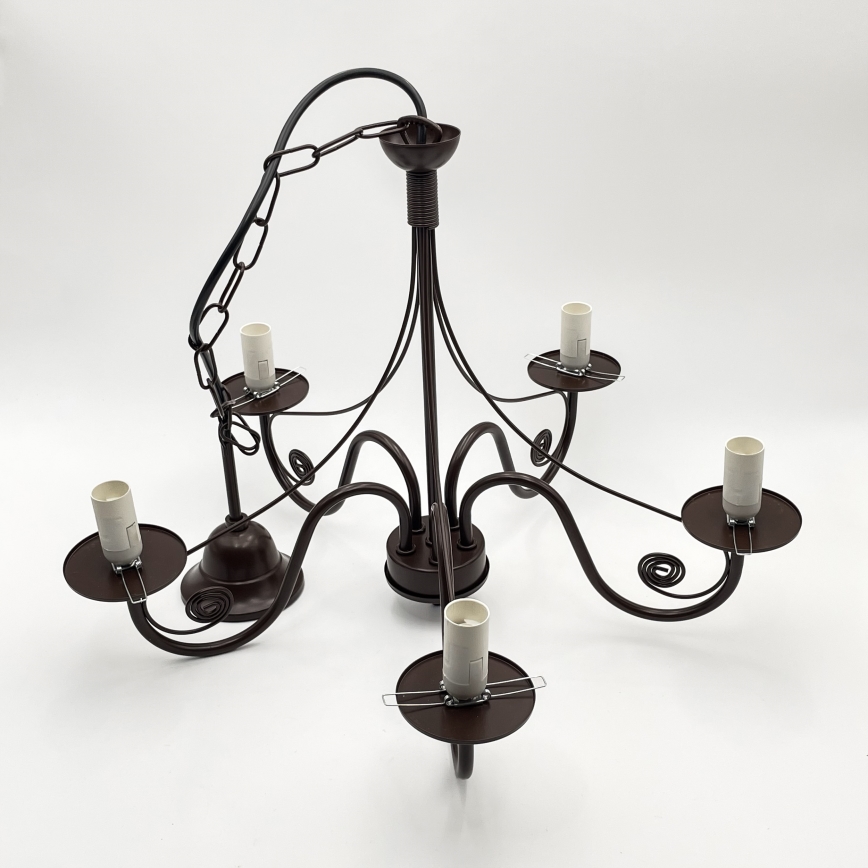 Brilagi - LED Pendel med kædeophæng COTTAGE 5xE14/40W/230V brun/hvid