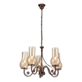 Brilagi - LED Pendel med kædeophæng COTTAGE 5xE14/40W/230V brun
