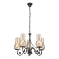 Brilagi - LED Pendel med kædeophæng COTTAGE 5xE14/40W/230V sort/brun