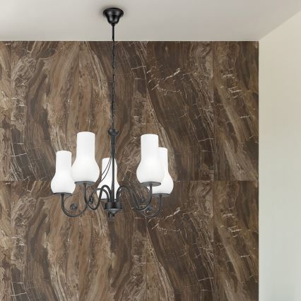 Brilagi - LED Pendel med kædeophæng COTTAGE 5xE14/40W/230V sort/hvid