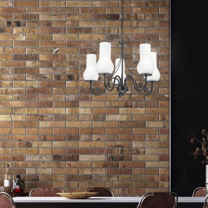 Brilagi - LED Pendel med kædeophæng COTTAGE 5xE14/40W/230V sort/hvid