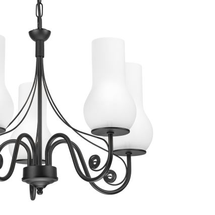 Brilagi - LED Pendel med kædeophæng COTTAGE 5xE14/40W/230V sort/hvid