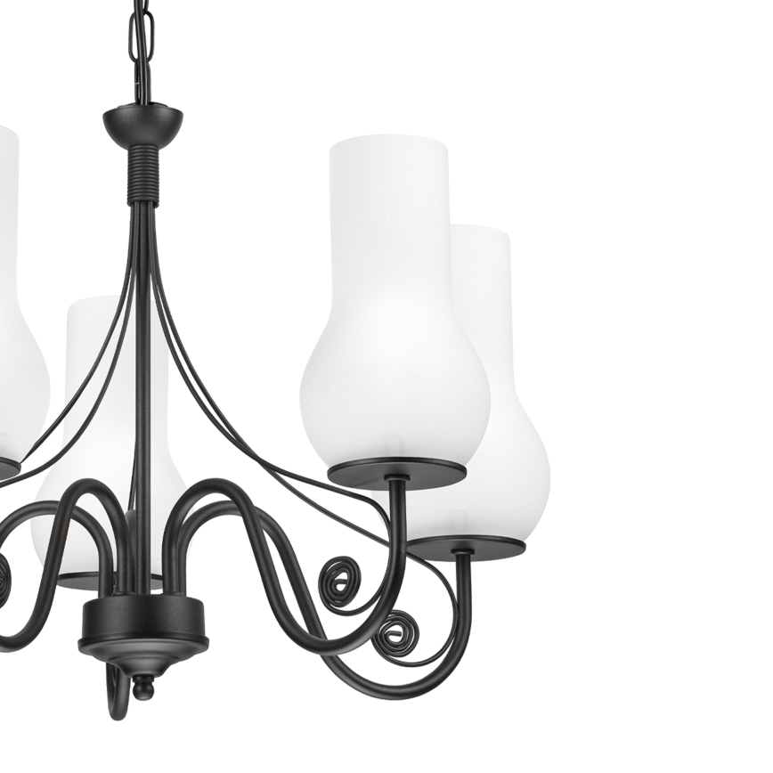Brilagi - LED Pendel med kædeophæng COTTAGE 5xE14/40W/230V sort/hvid
