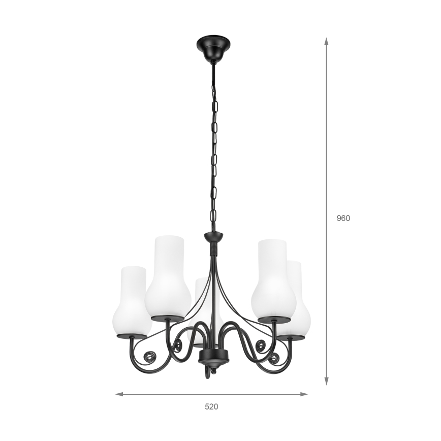 Brilagi - LED Pendel med kædeophæng COTTAGE 5xE14/40W/230V sort/hvid