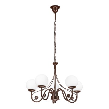 Brilagi - LED Pendel med kædeophæng COTTAGE 5xG9/40W/230V brun/hvid