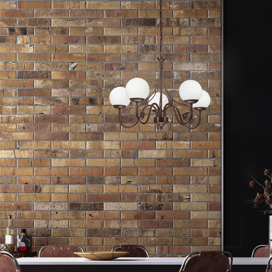 Brilagi - LED Pendel med kædeophæng COTTAGE 5xG9/40W/230V brun/hvid