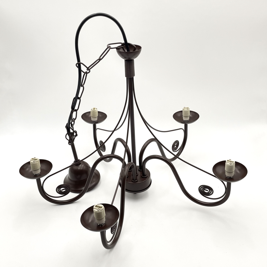Brilagi - LED Pendel med kædeophæng COTTAGE 5xG9/40W/230V brun/hvid