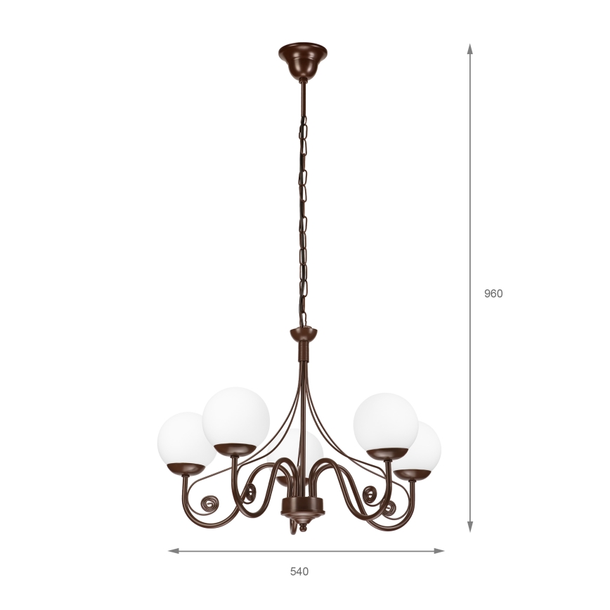 Brilagi - LED Pendel med kædeophæng COTTAGE 5xG9/40W/230V brun/hvid