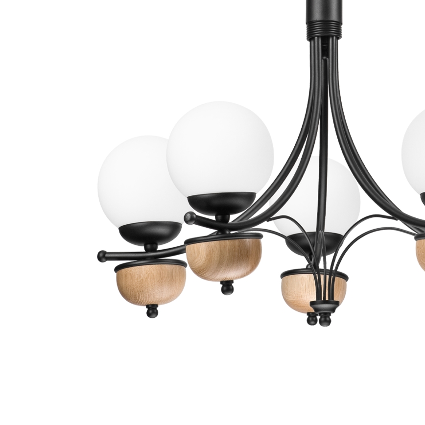 Brilagi - LED Pendel med kædeophæng COTTAGE 5xG9/40W/230V bøg/hvid