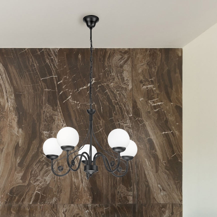 Brilagi - LED Pendel med kædeophæng COTTAGE 5xG9/40W/230V sort/hvid