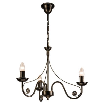 Brilagi - LED Pendel med kædeophæng STEFANO 3xE14/40W/230V sort patina