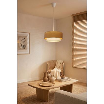 Brilagi - LED-pendel med ledning BOHO ECO 1xE27/10W/230V Ø 40 cm beige/creme