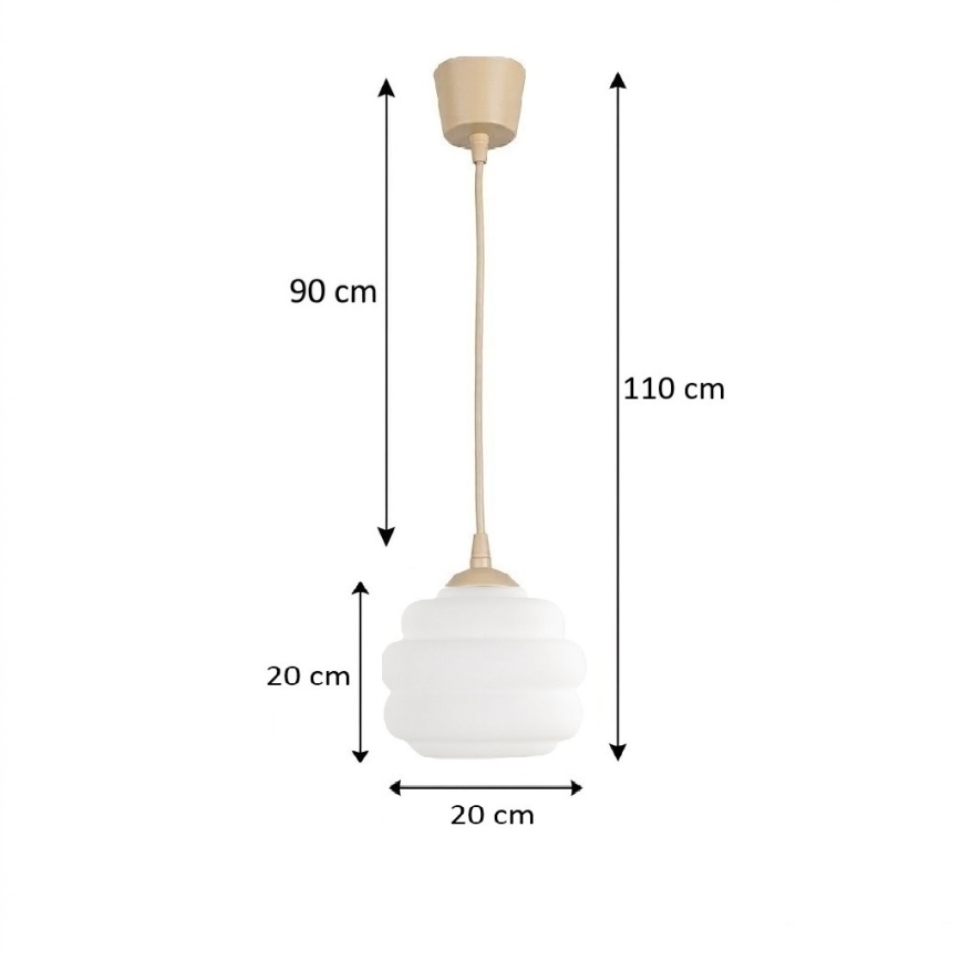BRILAGI - LED-pendel med ledning RETRO GLASS 1xE27/60W/230V Ø 20 cm beige/hvid