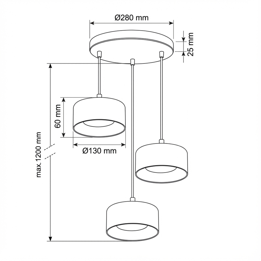 Brilagi - LED Pendel med wire AURA LUX 3xGX53/30W/230V sort/røget
