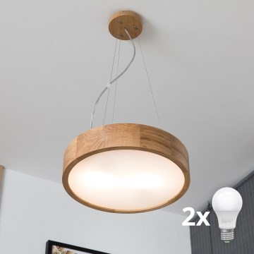 Brilagi - LED-pendel med wire CARVALHO 2xE27/15W/230V eg Ø 37 cm