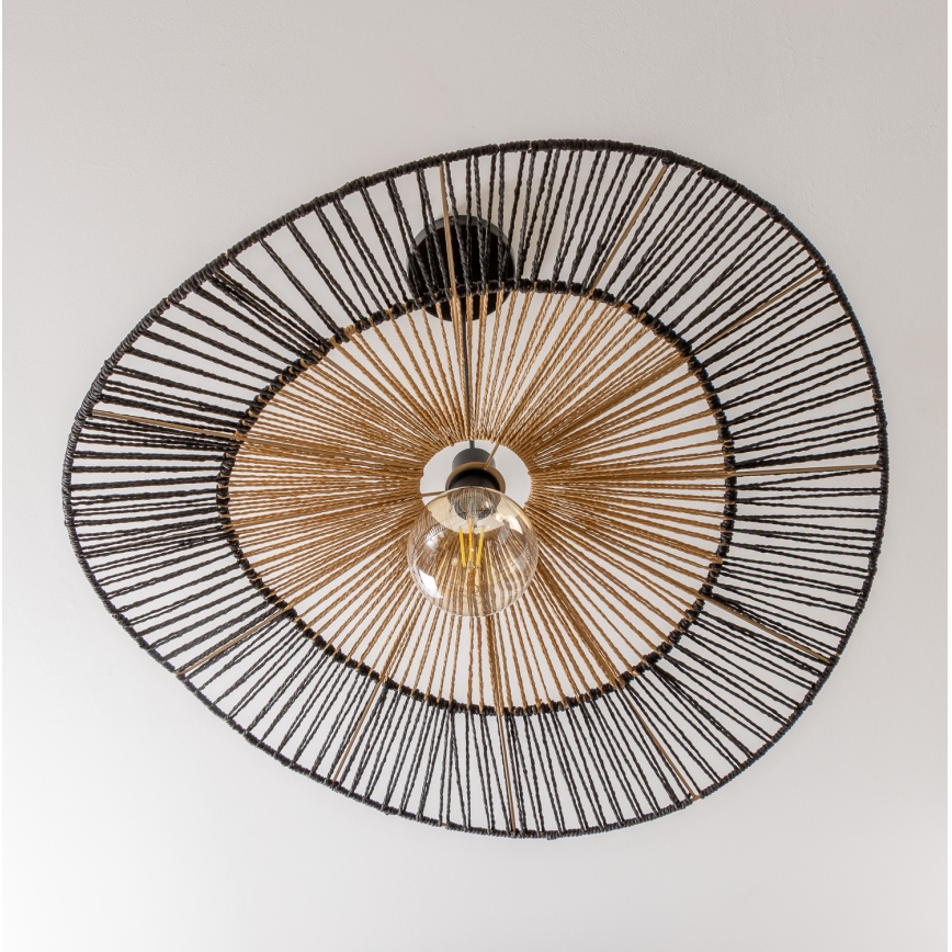 Brilagi - LED-pendel med wire CERIA BOHO 1xE27/40W/230V Ø 80 cm sort/brun