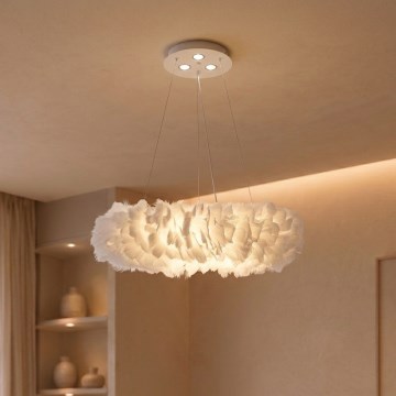 Brilagi - LED-pendel med wire FEATHER 3xE27/40W/230V + 3xLED/3W Ø 50 cm hvid