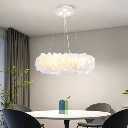 BRILAGI - LED-pendel med wire FEATHER 3xE27/40W/230V + 3xLED/3W Ø 50 cm hvid