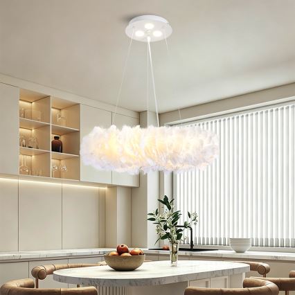 BRILAGI - LED-pendel med wire FEATHER 3xE27/40W/230V + 3xLED/3W Ø 50 cm hvid