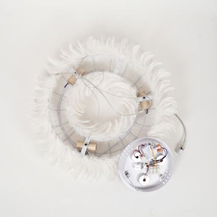 Brilagi - LED-pendel med wire FEATHER 3xE27/40W/230V + 3xLED/3W Ø 50 cm hvid