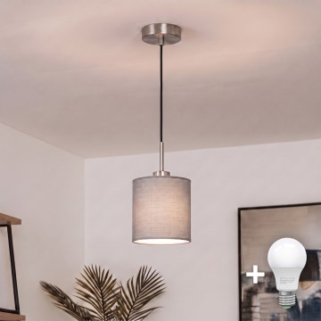 Brilagi - LED-pendel med wire NUBILA 1xE27/60W/230V Ø 14 cm sort/lysegrå