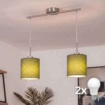 Brilagi - LED-pendel med wire NUBILA 2xE27/60W/230V grøn