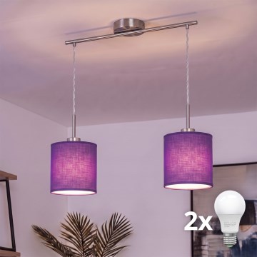 Brilagi - LED-pendel med wire NUBILA 2xE27/60W/230V lilla