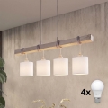 Brilagi - LED-pendel med wire NUBILA 4xE27/60W/230V grå/hvid