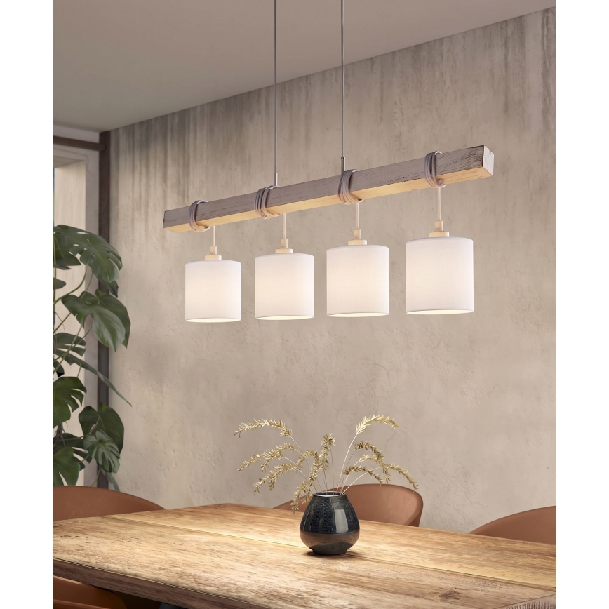 Brilagi - LED-pendel med wire NUBILA 4xE27/60W/230V grå/hvid