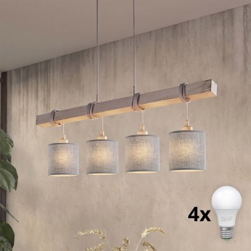Brilagi - LED-pendel med wire NUBILA 4xE27/60W/230V grå