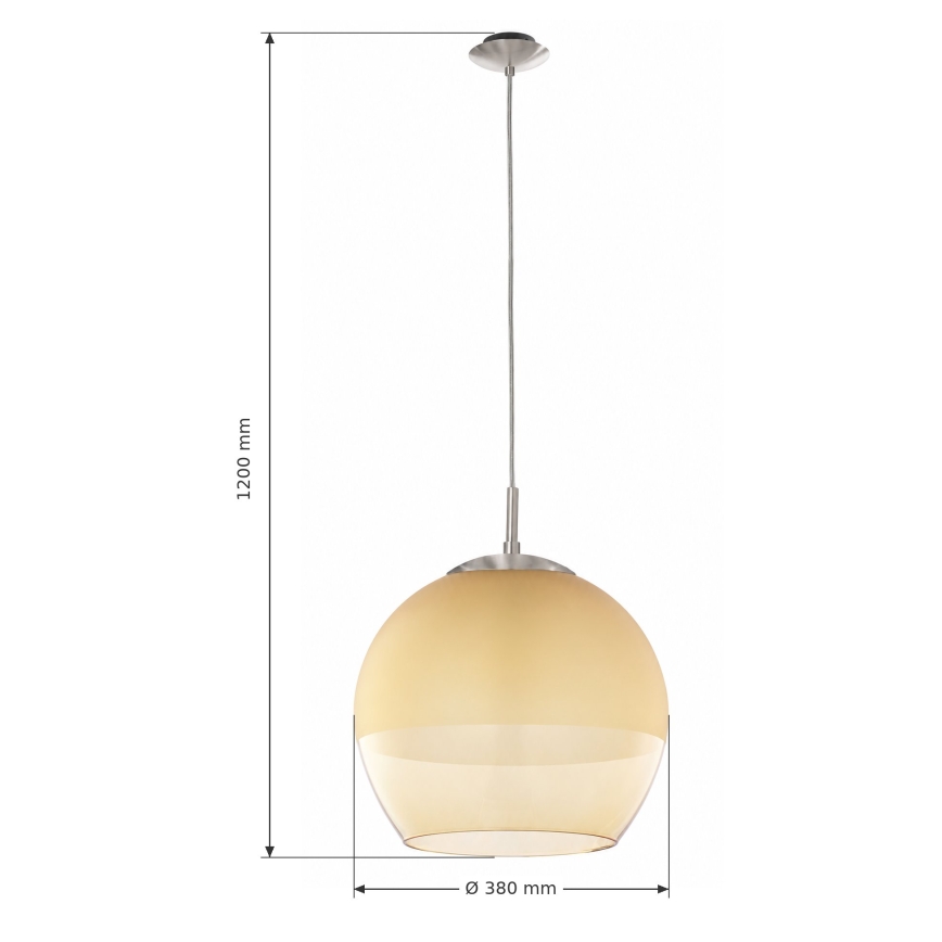 BRILAGI - LED pendel på wire RETRO GLASS 1xE27/60W/230V Ø 38 cm mat krom/røget beige