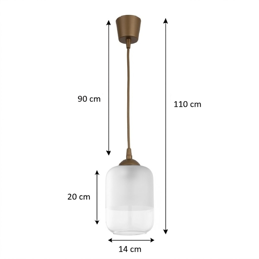 Brilagi - LED-pendel med wire RETRO GLASS 1xE27/60W/230V Ø 14 cm brun/hvid