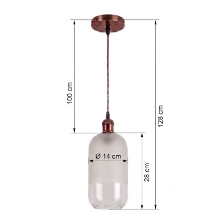 BRILAGI - LED-pendel med wire RETRO GLASS 1xE27/60W/230V Ø 14 cm kobber/hvid