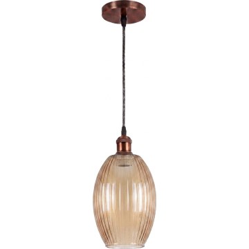 Brilagi - LED-pendel med wire RETRO GLASS 1xE27/60W/230V Ø 17 cm kobber/røget beige