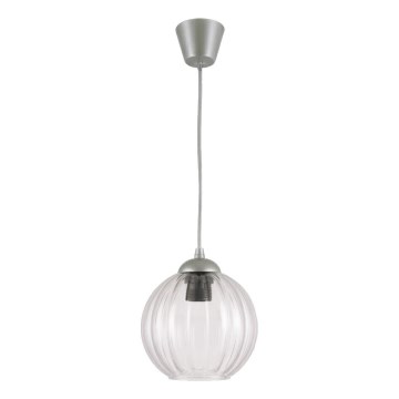 Brilagi - LED-pendel med wire RETRO GLASS 1xE27/60W/230V Ø 18 cm sølv/klart