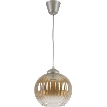 Brilagi - LED-pendel med wire RETRO GLASS 1xE27/60W/230V Ø 18 cm sølv/røgbrun