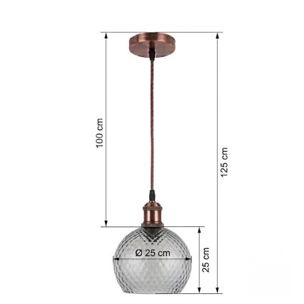 Brilagi - LED-pendel på kabel RETRO GLASS 1xE27/60W/230V Ø 25 cm hvid/røggrå