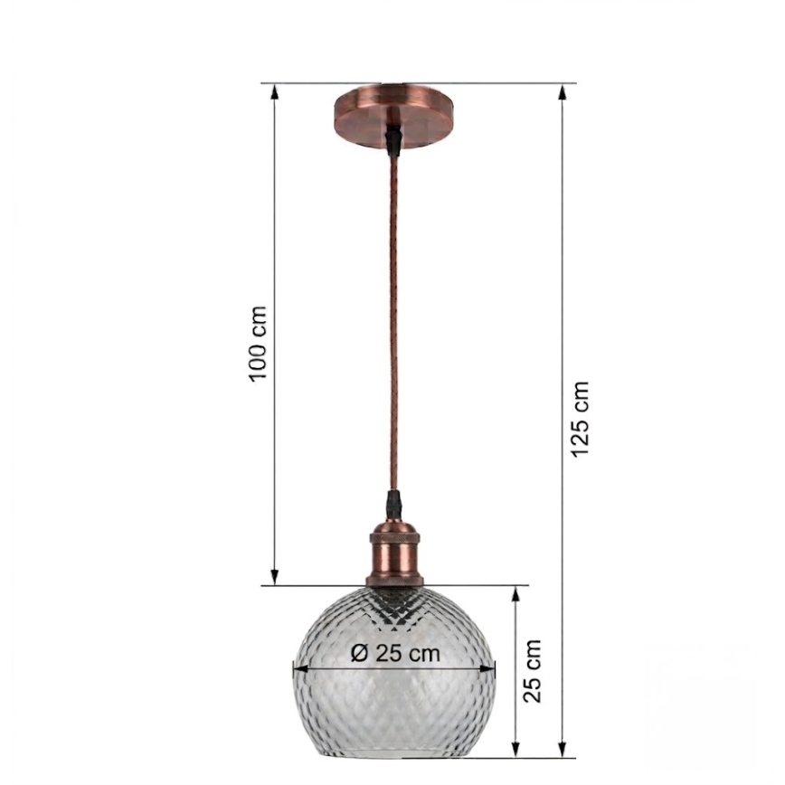 Brilagi - LED-pendel på kabel RETRO GLASS 1xE27/60W/230V Ø 25 cm hvid/røggrå