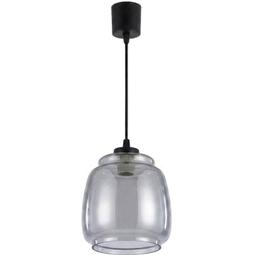 Brilagi - LED-pendel med wire RETRO GLASS 1xE27/60W/230V Ø 26 cm sort/røget grå