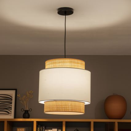 Brilagi - LED-pendel med wireophæng CERIA 1xE27/40W/230V Ø 40 cm sort/beige/hvid