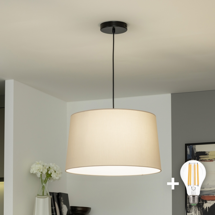 Brilagi - LED-pendel med wireophæng CERIA 1xE27/40W/230V Ø 45 cm beige